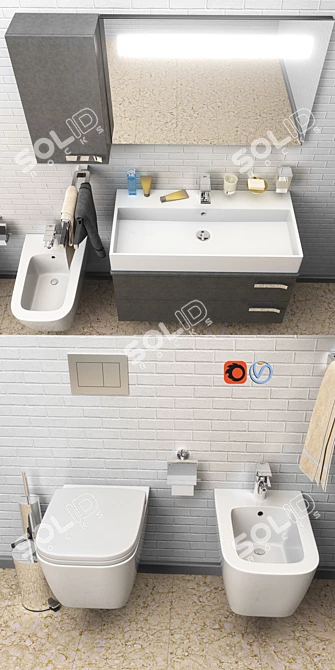 Strada Collection: Sleek and Stylish Sanitaryware 3D model image 3