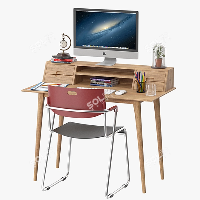 Scandi Desk: Sleek & Stylish Scandinavian Design 3D model image 1