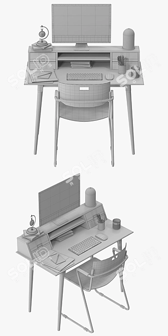 Scandi Desk: Sleek & Stylish Scandinavian Design 3D model image 3