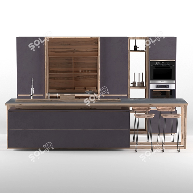 Chic Gray Chia Kitchen 3D model image 1