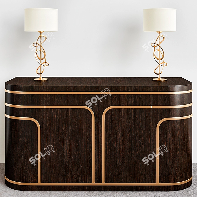 Stylish Baker Console Table 3D model image 1