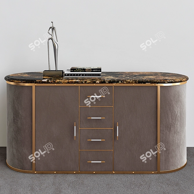 Elegant Wood Console Dresser 3D model image 1