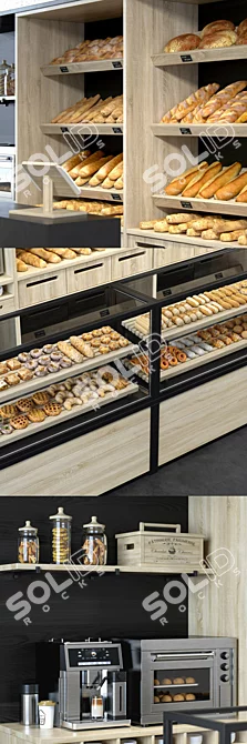 Modifiable Bakery Shelves - L-3600mm, B-600mm, H-3000mm 3D model image 2