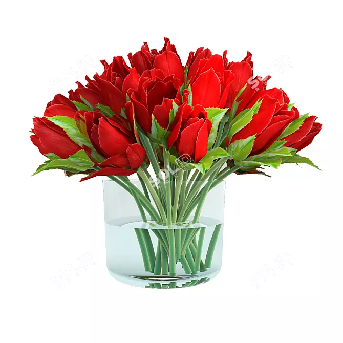 Title: Elegant Red Rose Bouquet 3D model image 1