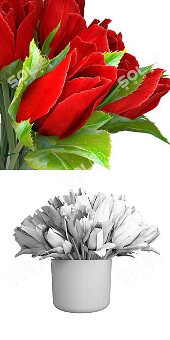 Title: Elegant Red Rose Bouquet 3D model image 3