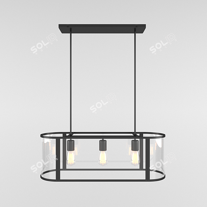 Modern Trough Chandelier 3D model image 2