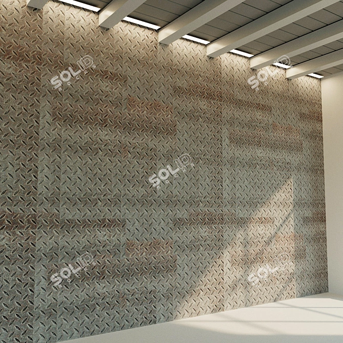 Rusty Corrugated Steel Sheet 3D model image 3