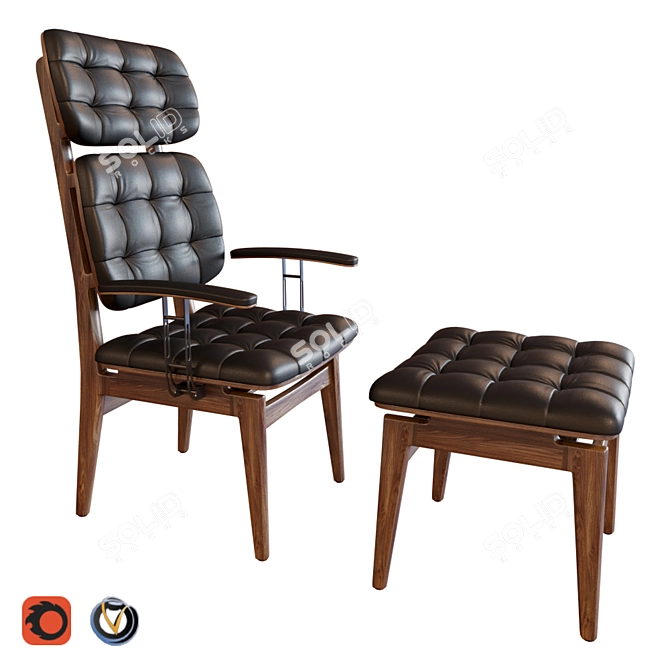 Chloe Chairs: Modern-Elegance in 2 Pieces 3D model image 1