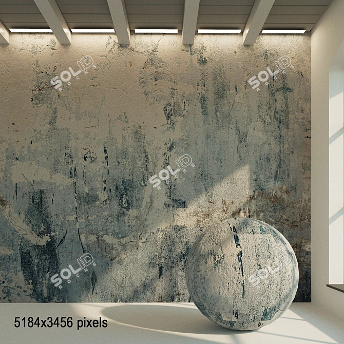 Authentic Old Plaster: Painted Wall Texture 3D model image 1