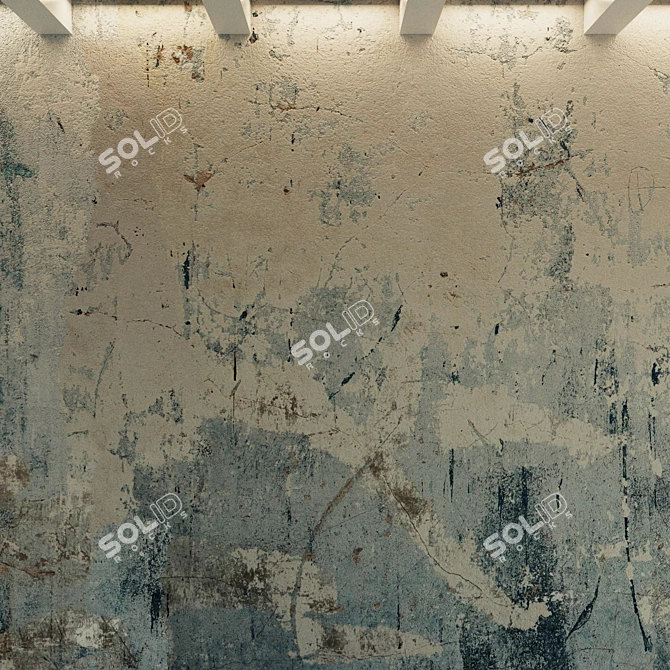 Authentic Old Plaster: Painted Wall Texture 3D model image 3