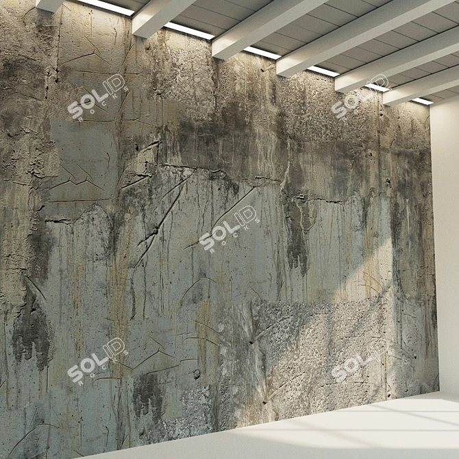 Aged Concrete Wall Texture 3D model image 2