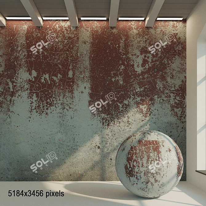 Antique Plaster Wall Texture - Seamless 3D Model & Maps 3D model image 1