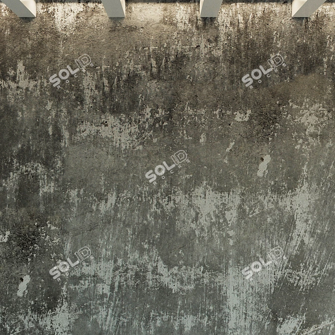 Authentic Concrete Wall. Vintage Aged. 3D model image 3