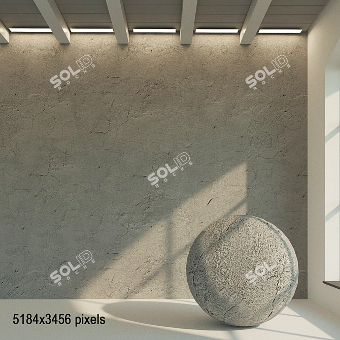 Vintage Plaster Wall Texture 3D model image 1