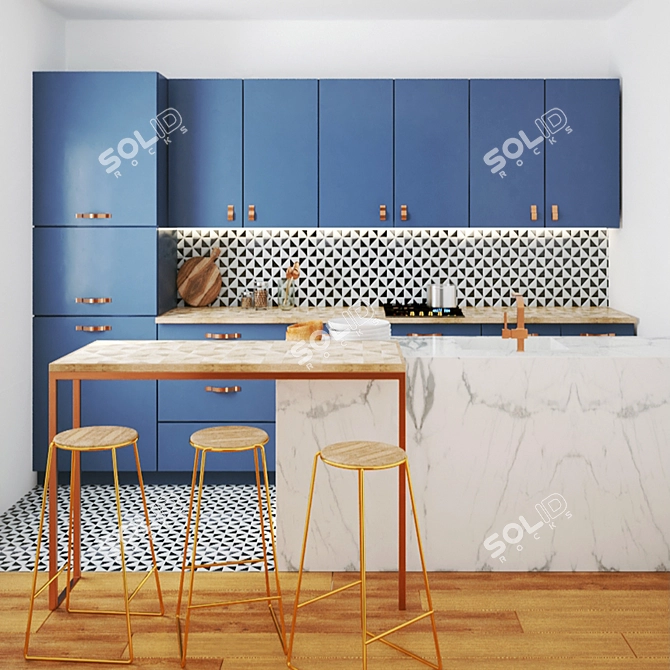 Elegant Classical Kitchen Set 3D model image 1