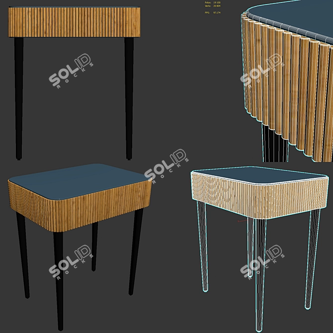 Elegant Riviera Nightstand 3D model image 3