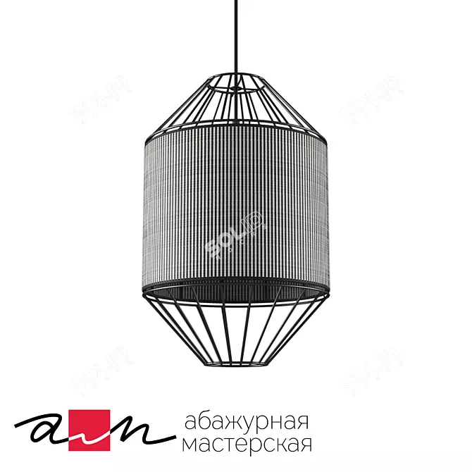 Modern Black Pendant Lamp 3D model image 1