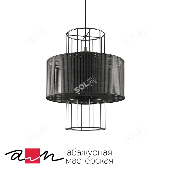 Sleek Black Ceiling Fixture (MODELLO-B) 3D model image 1