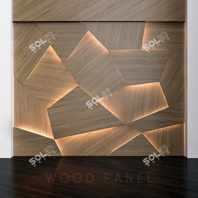 Title: Elegant Wood Panel Composition 3D model image 1