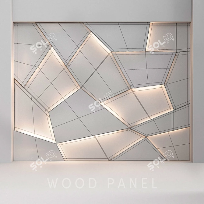 Title: Elegant Wood Panel Composition 3D model image 2