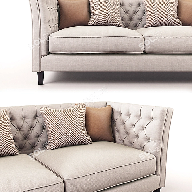 Milton Ivory Sofa: Stylish Textile and Solid Wood 3D model image 2