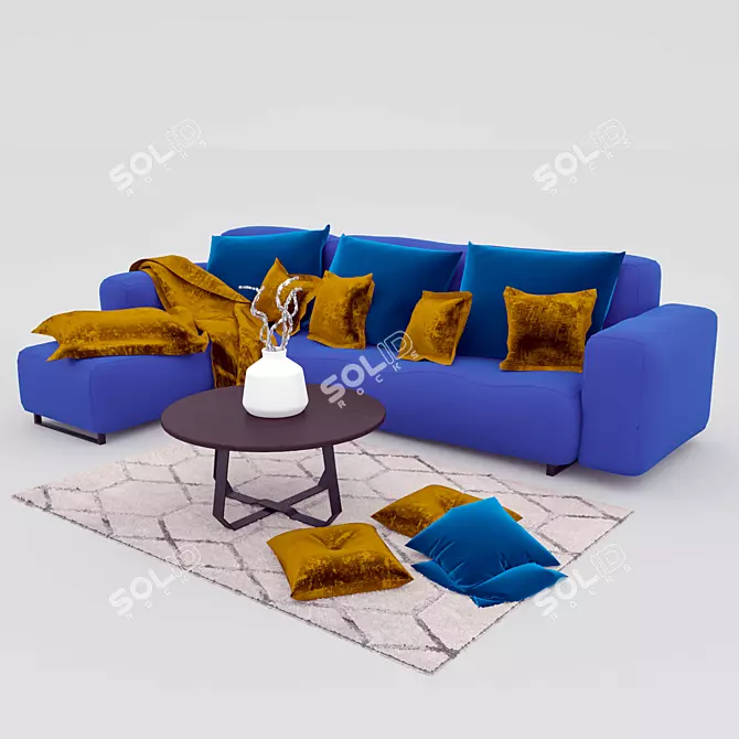 Modern 3-Piece Sofaset: Contemporary Elegance 3D model image 1