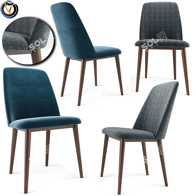 Mid Century Tintori Dining Chair 3D model image 1