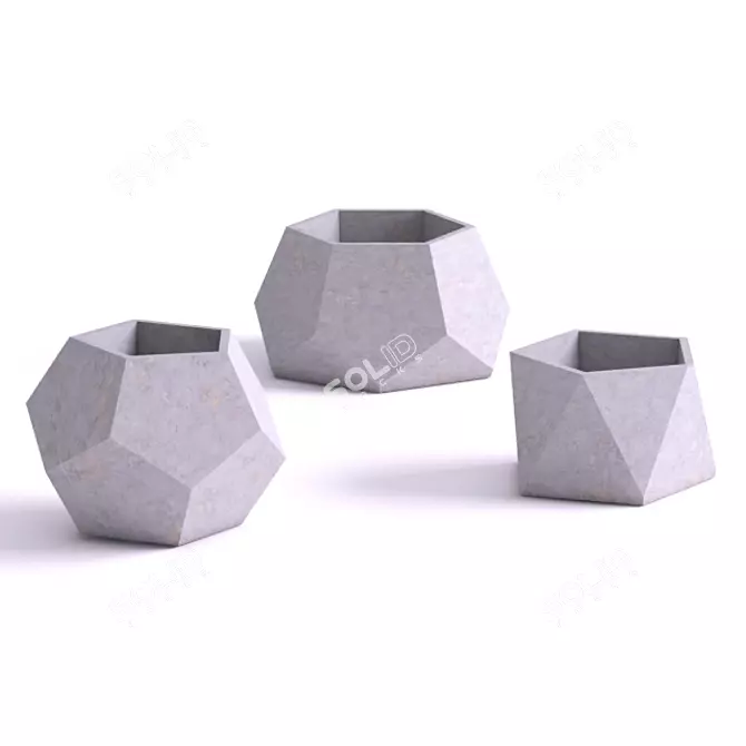 Title: Artisan Concrete Pots 3D model image 1