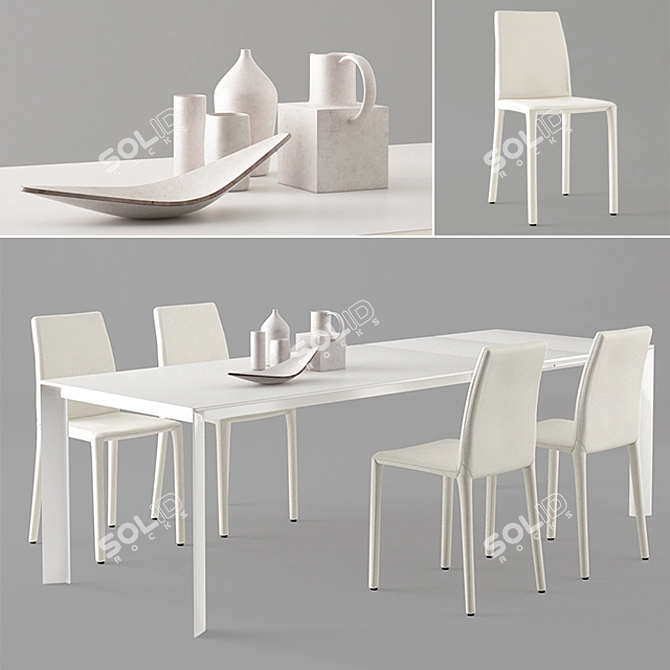 Bonaldo Kime Dining Table & Rest Up Chair Set 3D model image 1