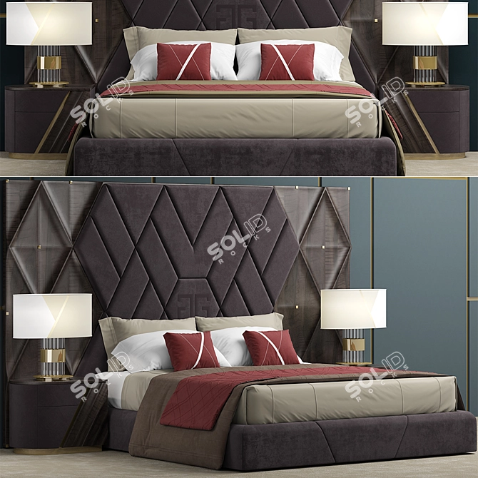 Sleek Dream Bed 3D model image 1