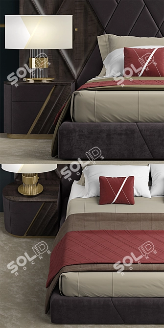 Sleek Dream Bed 3D model image 2