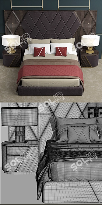 Sleek Dream Bed 3D model image 3