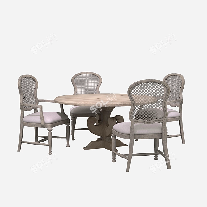 Boheme Round Dining Set 3D model image 1