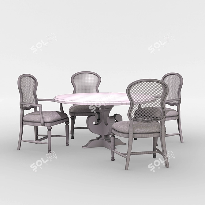 Boheme Round Dining Set 3D model image 2