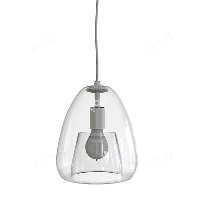 Hand-Blown Glass Pendant: Modern and Adjustable 3D model image 3