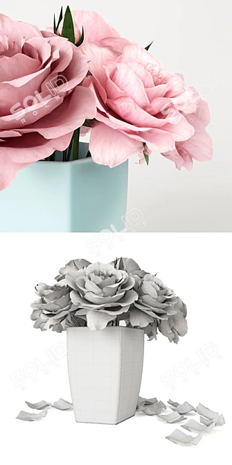 Pastel Petal Bouquet 3D model image 3