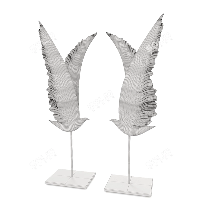 Elegant Bronze Wing Sculpture 3D model image 3