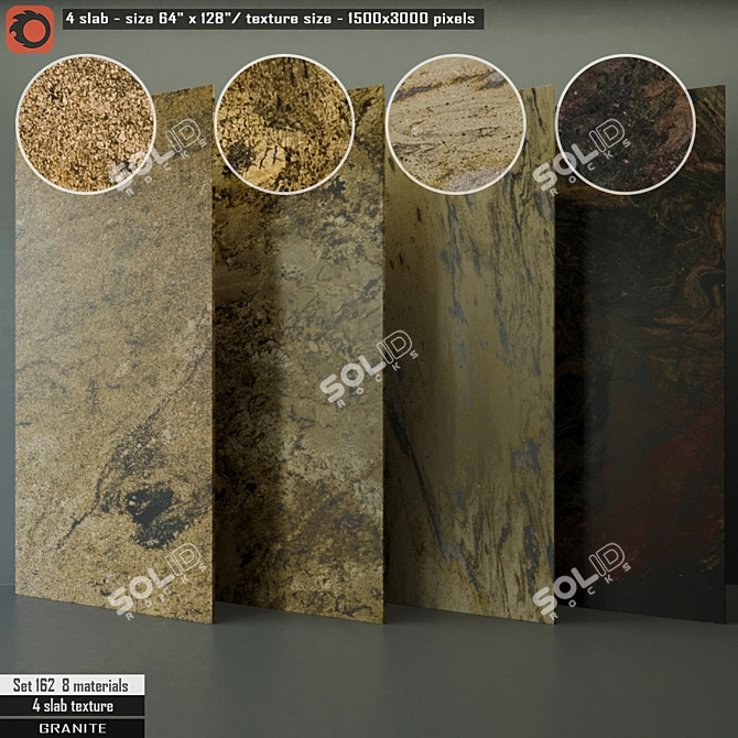 Luxury Granite Slab Set 3D model image 1