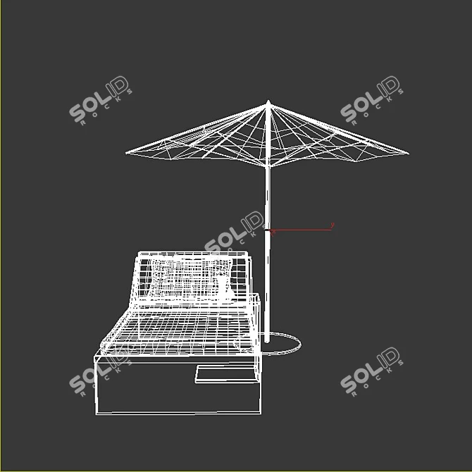 Seascape Chaise Lounge Umbrella 3D model image 3