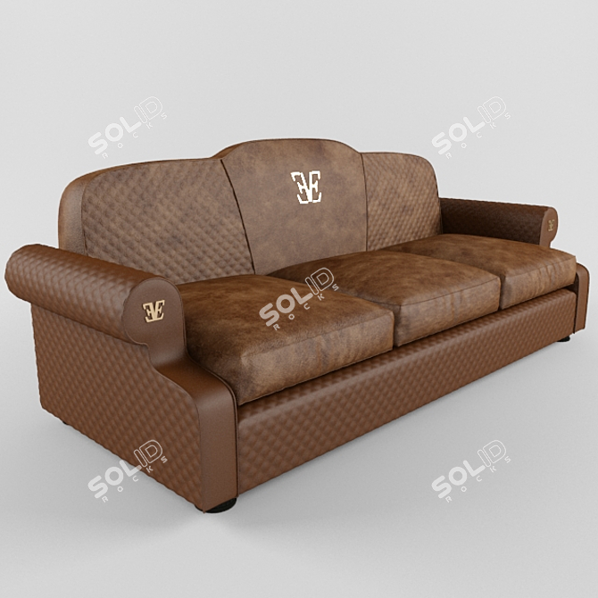 Modern Velvet Sofa 3D model image 1