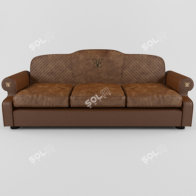 Modern Velvet Sofa 3D model image 2