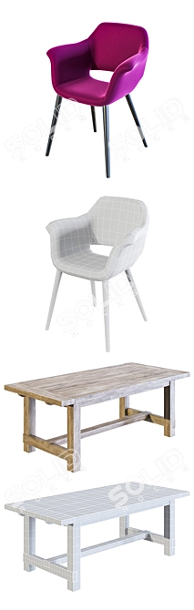 Modern Chic Dining Set 3D model image 3