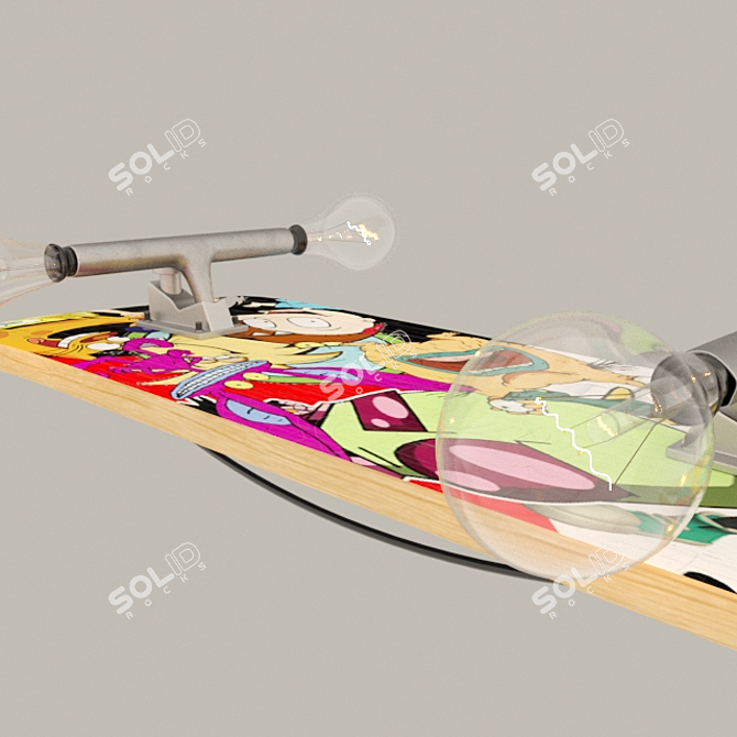 Skateboard Lamp: Edgy Lighting for Skate Enthusiasts 3D model image 3