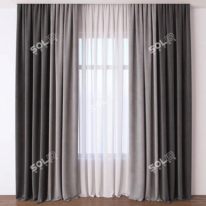 Title: Elegant Window Drapes 3D model image 1