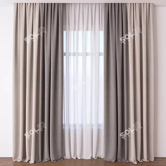Elegance Sheer Curtain 3D model image 1