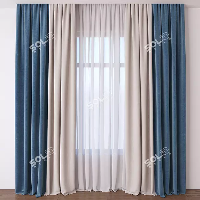 Translucent Window Drapes 3D model image 1