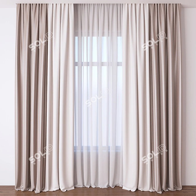 Elegant Drapery Set 3D model image 1