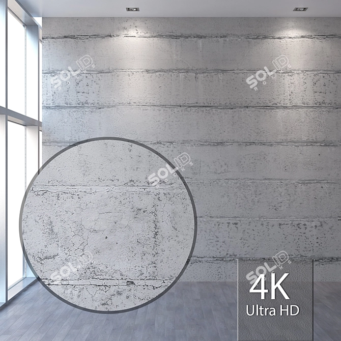 Seamless 4K Concrete Wall 3D model image 1