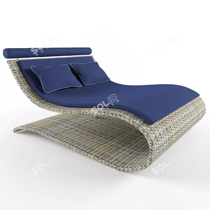 Seascape Double Wicker Deckchair 3D model image 1