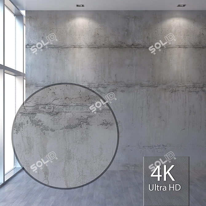 Seamless 4K Concrete Wall Texture 3D model image 1